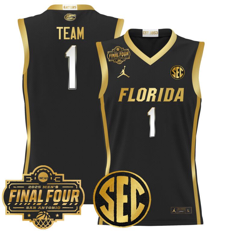 Men Florida Gators #1 Team black 2025 Final Four Patch NCAA Jerseys